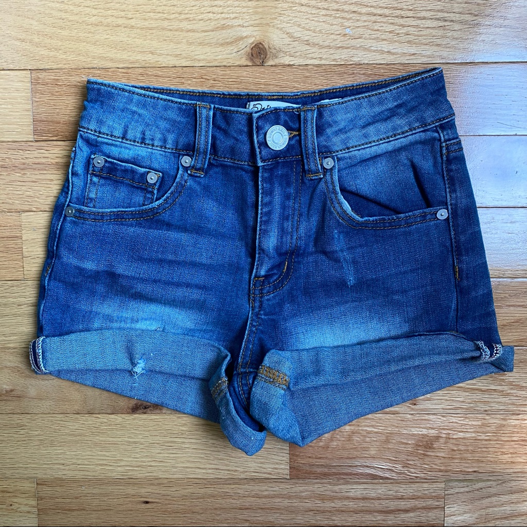 Indigo Rein High Waisted Cuffed Denim Shorts